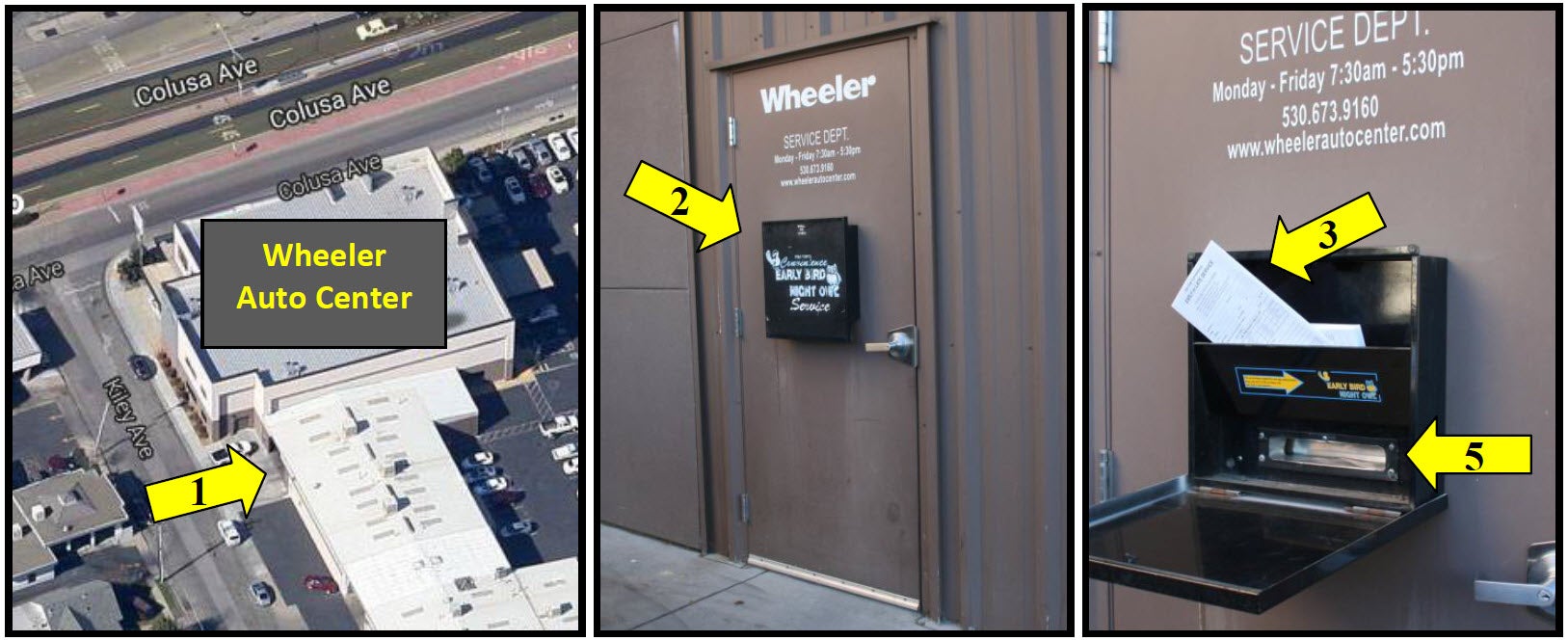 After hours dropoff for Wheeler Chevrolet Cadillac in Yuba City CA 